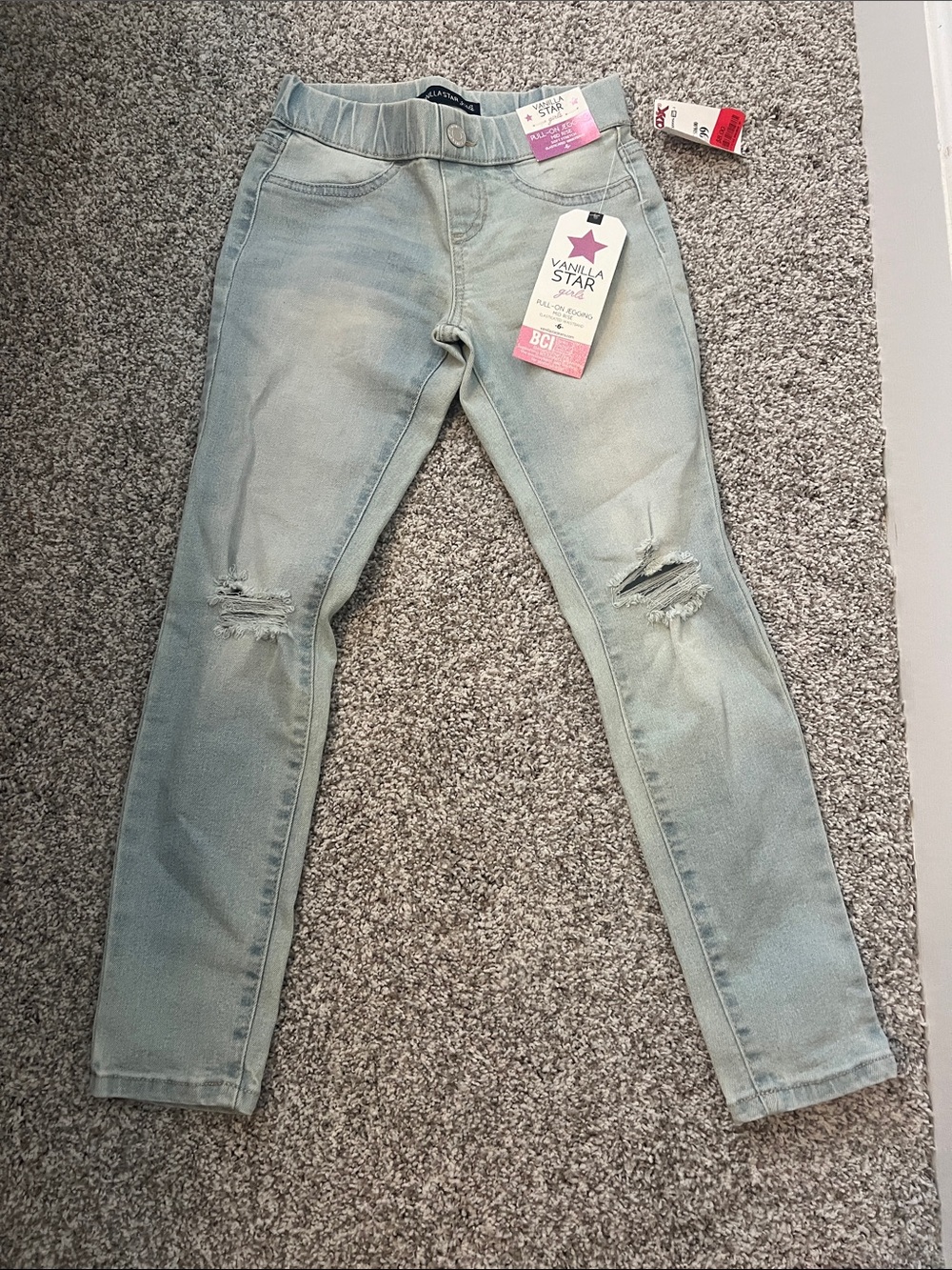 Vanilla Star Girls Pale Blue Distressed Skinny Jeans